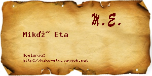 Mikó Eta névjegykártya